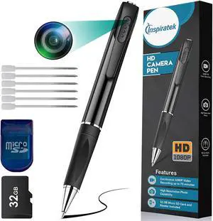 Mini Spy Camera 1080P HD Recording (with 32 GB Memory Card) - Spy Pen Camera, Hidden Camera Pen - Mini Camera Hidden Cam, Spy Cam with Small Camera - Mini Hidden Camera, Micro Camera for Spy Gear