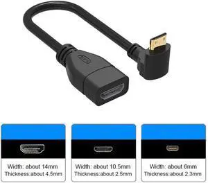 Right-angle 90 Degree Mini Male to Female -compatibe Converter Adapter Cable Converter Adapter HDTV Connector