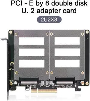 JEYI PCI-E X8 Dual Disk U.2 Riser Card 2-U2X8 SSD PCIE 4.0 X8 X16 Adapter Card for Windows 10/8/Linux