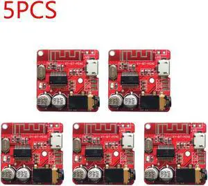 Bluetooth-compatible Audio Receiver Board BT5.0 MP3 Car Speaker Amplifier 3.7-5V Lossless Decoder Board Wireless Stereo Music(5PCS Red)