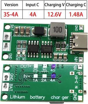Multi-Cell 3S Type-C To 12.6V Step-Up Boost LiPo Polymer Li-Ion Charger Lithium Battery Charger Module 4A
