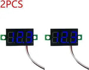 0.28 Inch 2 wires DC 5V-30V Mini Digital Voltmeter Voltage Tester Meter LED Screen meter(2PCS Blue)
