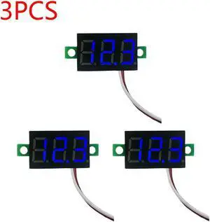 0.28 Inch 2 wires DC 5V-30V Mini Digital Voltmeter Voltage Tester Meter LED Screen meter(3PCS Blue)