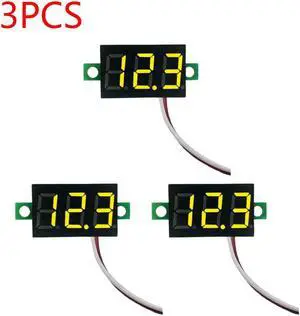 0.28 Inch 2 wires DC 5V-30V Mini Digital Voltmeter Voltage Tester Meter LED Screen meter(3PCS Yellow)