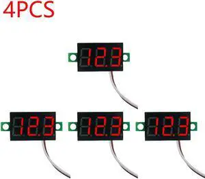 0.28 Inch 2 wires DC 5V-30V Mini Digital Voltmeter Voltage Tester Meter LED Screen meter(4PCS Red)