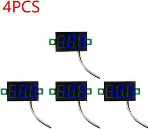 0.28 Inch 2 wires DC 5V-30V Mini Digital Voltmeter Voltage Tester Meter LED Screen meter(4PCS Blue)