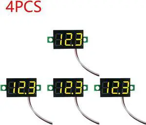 0.28 Inch 2 wires DC 5V-30V Mini Digital Voltmeter Voltage Tester Meter LED Screen meter(4PCS Yellow)