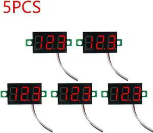 0.28 Inch 2 wires DC 5V-30V Mini Digital Voltmeter Voltage Tester Meter LED Screen meter(5PCS Red)