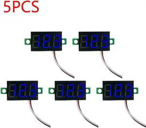 0.28 Inch 2 wires DC 5V-30V Mini Digital Voltmeter Voltage Tester Meter LED Screen meter(5PCS Blue)
