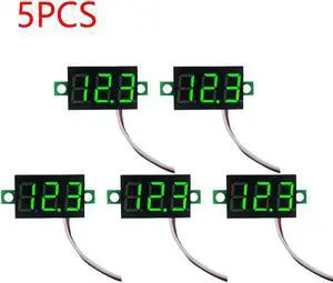 0.28 Inch 2 wires DC 5V-30V Mini Digital Voltmeter Voltage Tester Meter LED Screen meter(5PCS Green)