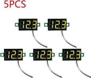 0.28 Inch 2 wires DC 5V-30V Mini Digital Voltmeter Voltage Tester Meter LED Screen meter(5PCS Yellow)