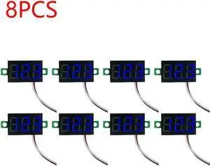 0.28 Inch 2 wires DC 5V-30V Mini Digital Voltmeter Voltage Tester Meter LED Screen meter(8PCS Blue)