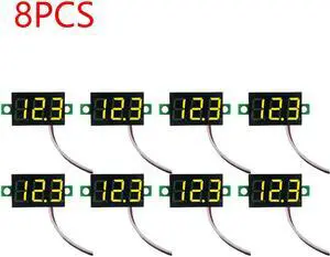 0.28 Inch 2 wires DC 5V-30V Mini Digital Voltmeter Voltage Tester Meter LED Screen meter(8PCS Yellow)
