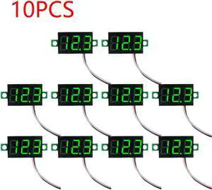 0.28 Inch 2 wires DC 5V-30V Mini Digital Voltmeter Voltage Tester Meter LED Screen meter(10PCS Green)