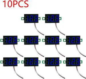 0.28 Inch 2 wires DC 5V-30V Mini Digital Voltmeter Voltage Tester Meter LED Screen meter(10PCS Blue)