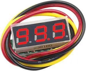 3 Wires Digital Voltmeter 0-100V 0.28 Inch Gauge Tester Digital Voltage Tester Reverse Polarity Protection(Red)