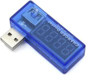 Digital USB Mobile Power charging current voltage Tester Meter Mini USB charger doctor voltmeter ammeter Turn transparent(Blue)
