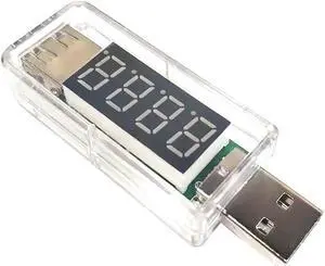 Digital USB Mobile Power charging current voltage Tester Meter Mini USB charger doctor voltmeter ammeter Turn transparent(Straight white)