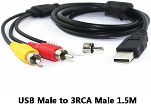 1pc USB Male Plug To 3 RCA Female Adapter Audio Converter Video AV A/V Cable USB To RCA Cable For HDTV TV Television Wire Cord