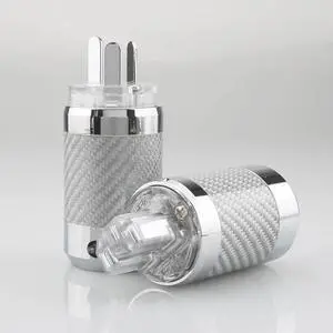 A Pair FP841 Carbon Fiber Rhodium Plated AU Australia Male Female Power Connector HIFI DIY Mains Connector