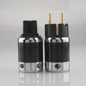 A Pair CFG Carbon Fiber golded Plated Power Plug Connector IEC Female Audio Grade DIY Power cable leads HIFI(1 Pair)