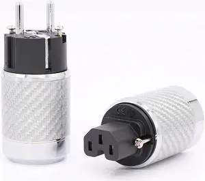 Carbon Fiber EU Mains Power Plug IEC Plug Rhodium Plated Connector hifi
