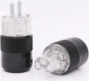 2 Pair Unprinted Silver Plated Power Connector Audiophile DIY Mains Power cord Plug hifi