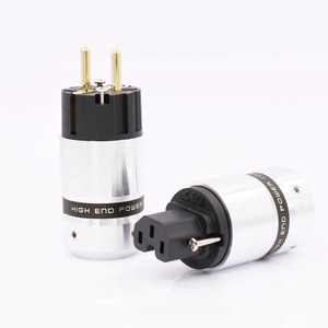 24K Gold Plated Schuko To IEC Power Plug – EU Male To IEC Female, HIFI Audio Grade