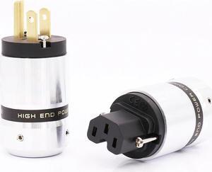 1 pair 24K Gold Plated US Power Plug IEC Connector Female male Plug for DIY HIFI  Mains Power Cable