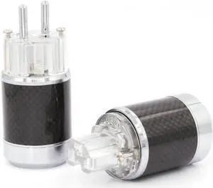 One Pair HiFi Carbon Fiber Rhodium Plated EU Power Plug Male Female Power Connector for audiophile diy cable
