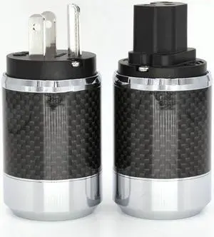 Rhodium Plated US Power Cord Plug Carbon fiber US AC power plug male and female