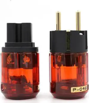 Pair Audio Grade P-046E 24k Gold Plated EUR Power Plug C-046 IEC Connector plug