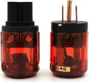 pair P-046/C-046E Pure Red-Copper US version Power plug for audio hifi power wire connector plug