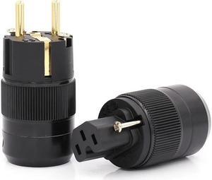 One pair 24K Gold Plated EU version AC power plug IEC power connector for audio power cable
