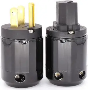 10 pairs Brass P-029 US Power Plug & C-029 IEC connector (Black)