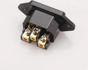 2pcs Red Copper plated / Gold-plated / Rhodium-plated IEC Inlet Mains Power Inlet Socket IEC Inlet AC socket(Gold plated)
