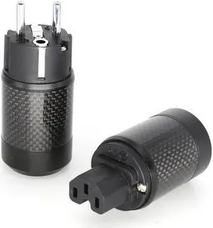 Hifi Carbon Fiber  Rhodium Plated  IEC Female connector  Brass EU male Power Plug for audio power cable