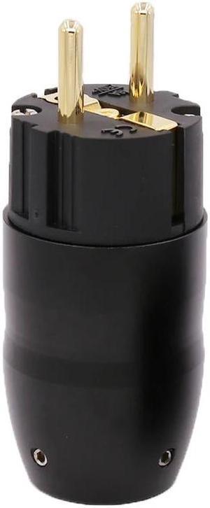 Black aluminium Gold Rhodium Plated EU power plug Power Plug Connector hifi iec female plug(Male Gold plated)