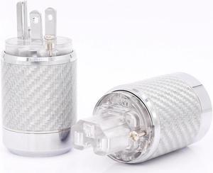 Hi-end Carbon Fiber Rhodium Plated US Mains Power Plug IEC Plug for audio power cable 1 pair