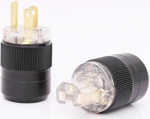 Gold Plated transparent US AC Power Plug hifi IEC Female Connector DIY Power cable