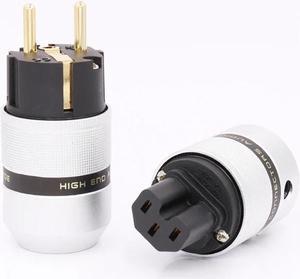 One Pair high performance 24K Gold Plated Power connector+IEC Female Plug with DIY audio power cable