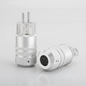Euro 2 Pin Plug Audio Grade EU Power Plug Rhodium Plated For DIY Power Cord Extension Power Cable HIFI(male female)