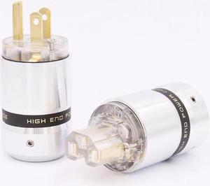 One Pair Gold plated HiFi audio Transparent American Power plug connector