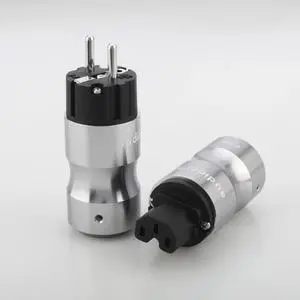Hifi audio Rhodium Plated 24K Gold plated Transparent EU power plug Audio power plug HIFI Power supply socket(BR-male female)