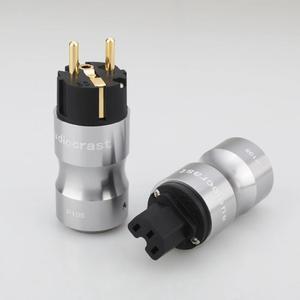Hifi audio Rhodium Plated 24K Gold plated Transparent EU power plug Audio power plug HIFI Power supply socket(BG-male female)