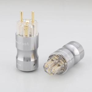 Hifi audio Rhodium Plated 24K Gold plated Transparent EU power plug Audio power plug HIFI Power supply socket(TG-male female)