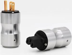 Gold Plated US Power Plug Connector US Mains Power AC Cord Plug+IEC Female Connector Pair