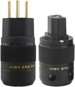 HIFI Switzerland power plug gold plated AC power plug, 10A/250V 15A/125V Audio Grade Power Connector HIFI Swiss Plug(Gold male female)