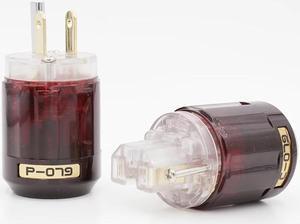 Pair P-079 C-079 IEC + P079 24k Gold-Plated US Power Plug +IEC Power Connector Hifi DIY C079 Power plug