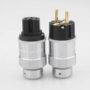 Power Plug EU Power Connector HIFI Power Plug 24k Gold Plated male female DIY Mains Power Cable Plug(Male female pair)